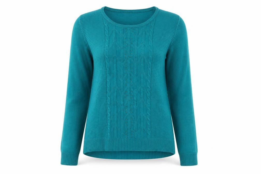 Paramour Womens Green Round Neck  Viscose Pullover Jumper Size M
