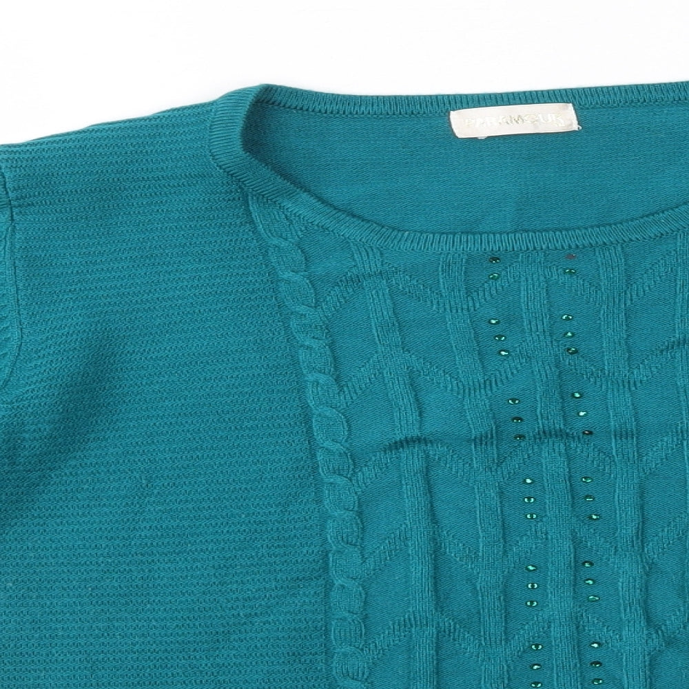 Paramour Womens Green Round Neck  Viscose Pullover Jumper Size M