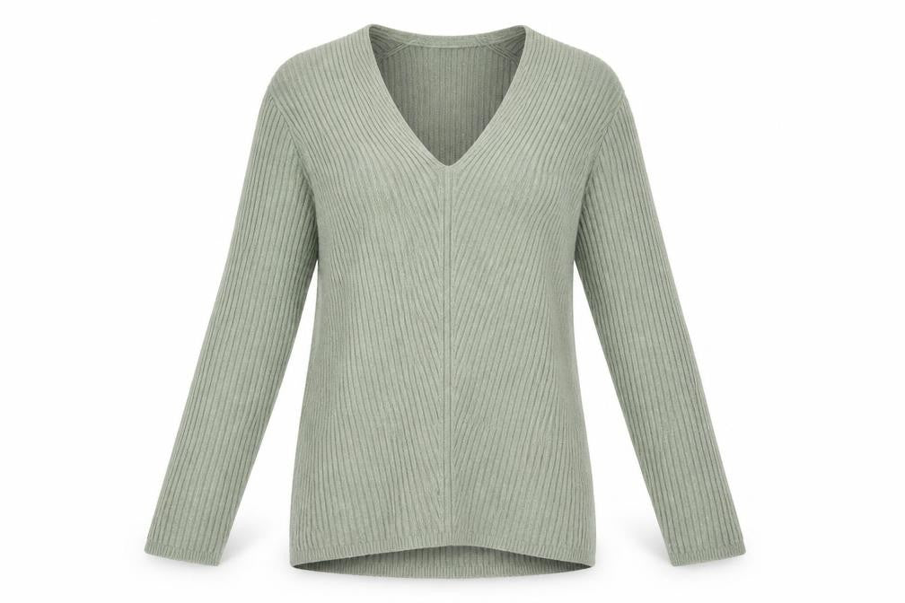 Primark Womens Green V-Neck  Polyester Pullover Jumper Size L