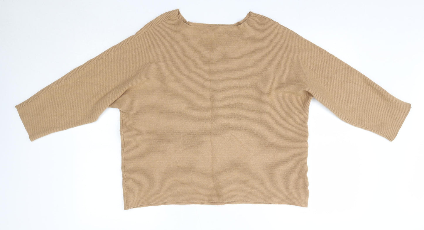 Nutmeg Womens Brown High Neck  Viscose Pullover Jumper Size 14