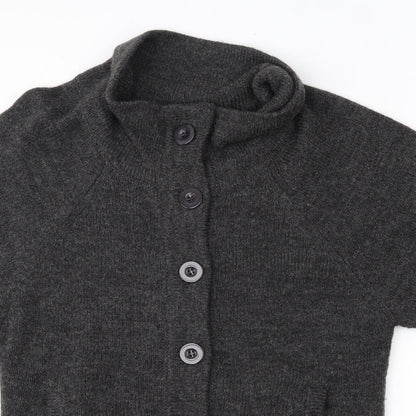 Cherry Womens Grey Roll Neck  Wool Cardigan Jumper Size M
