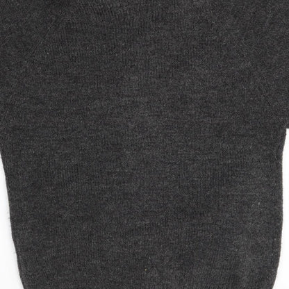 Cherry Womens Grey Roll Neck  Wool Cardigan Jumper Size M