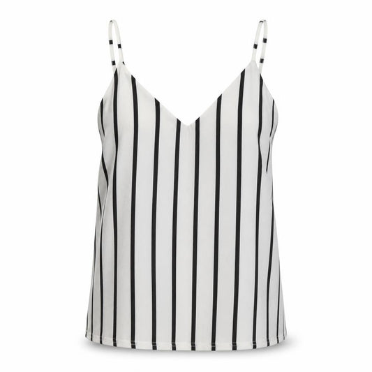 Figa Womens White Striped Polyester Camisole Tank Size S V-Neck