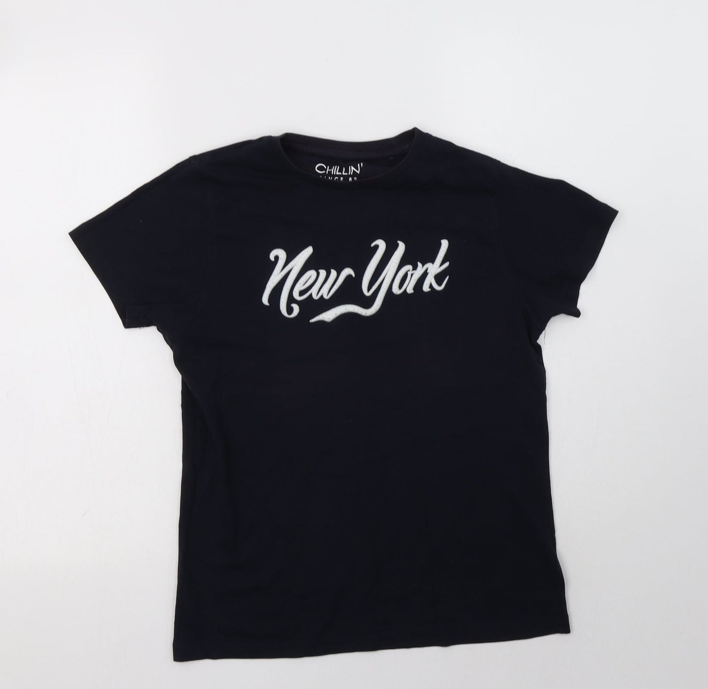 NEXT Boys Blue  Cotton Basic T-Shirt Size 13 Years Crew Neck  - New York