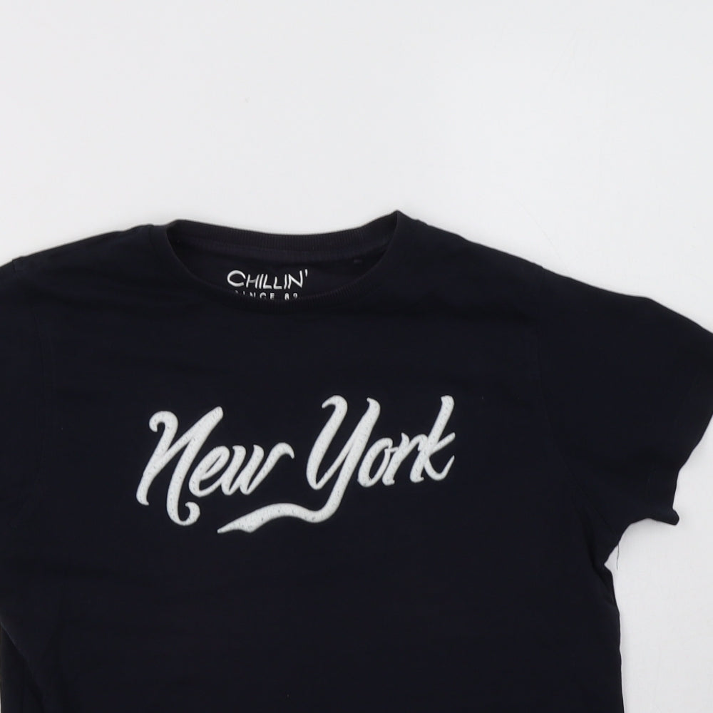 NEXT Boys Blue  Cotton Basic T-Shirt Size 13 Years Crew Neck  - New York