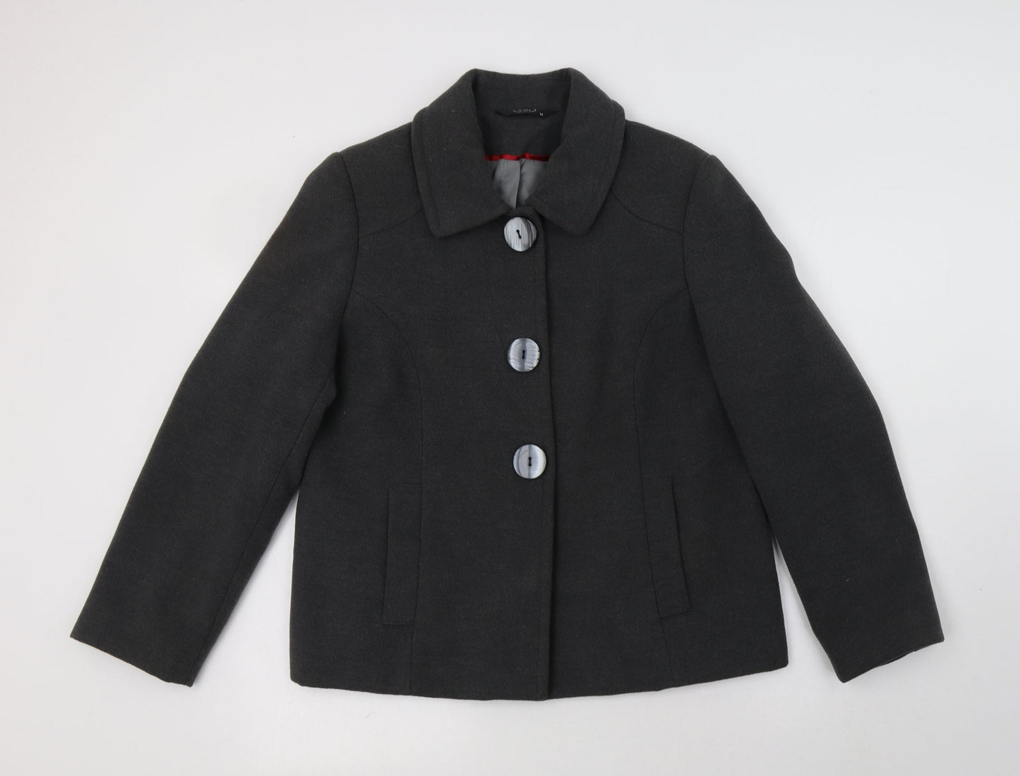 BM Womens Grey   Pea Coat Coat Size 14  Button