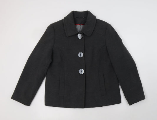 BM Womens Grey   Pea Coat Coat Size 14  Button