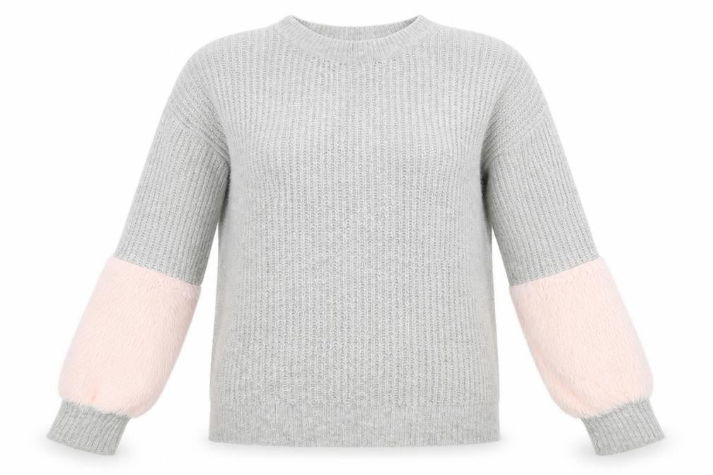 Primark Womens Grey Round Neck  Acrylic Pullover Jumper Size M