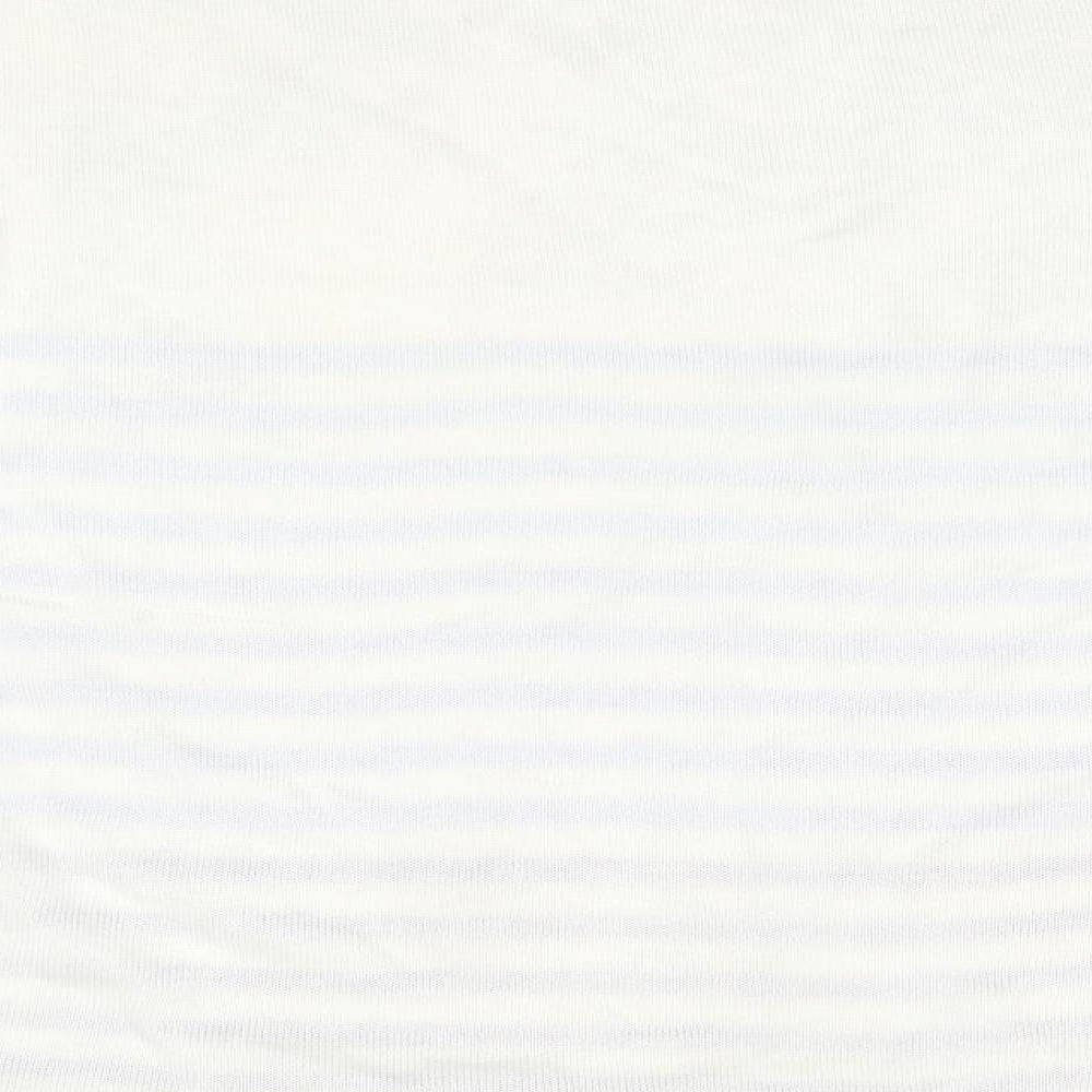 Preworn Womens Blue Round Neck Floral Acrylic Pullover Jumper Size M   - Striped