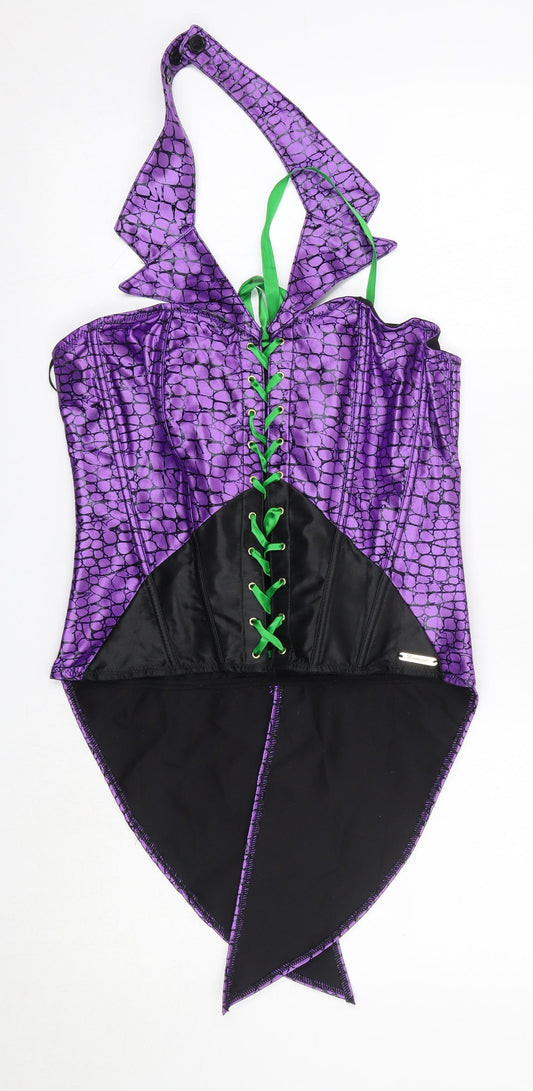 Suicide Squad Womens Purple  Polyester Basic Blouse Size XL Halter