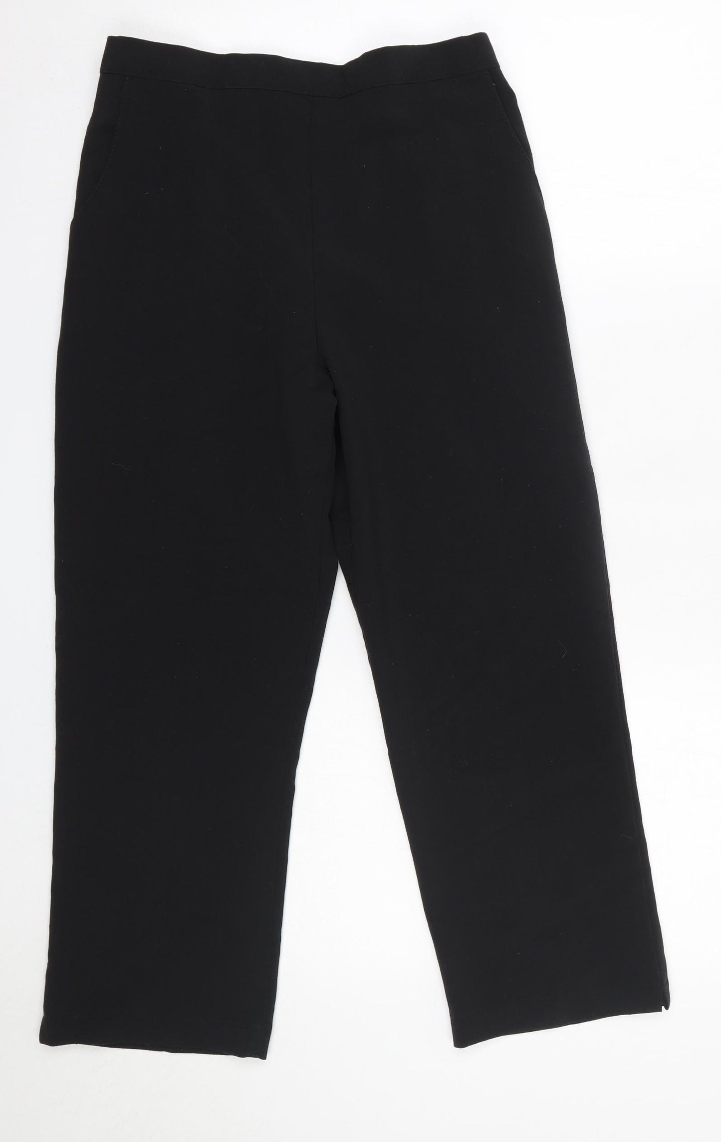 Preworn Womens Black  Polyester Dress Pants Trousers Size 12 L23 in Regular