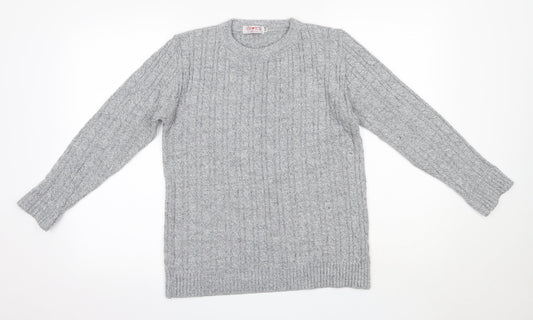 Choice Womens Grey Round Neck  Acrylic Pullover Jumper Size S