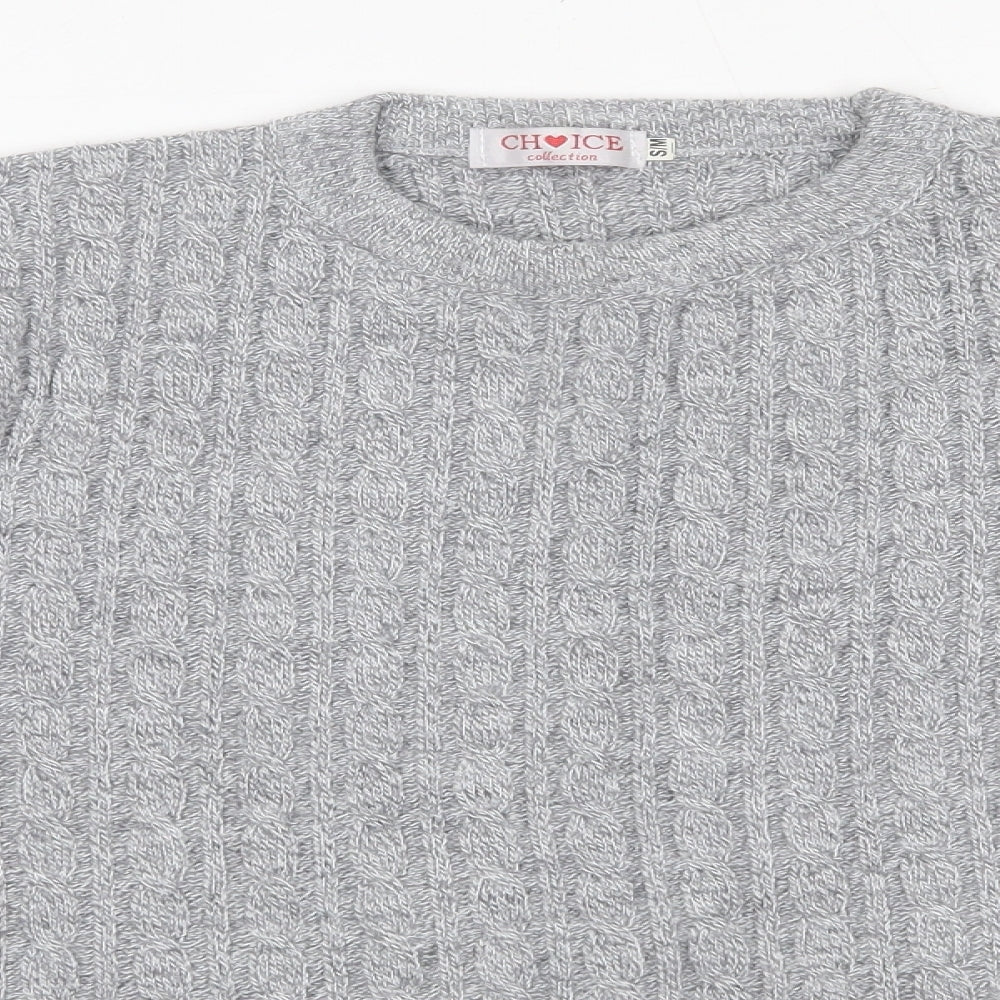Choice Womens Grey Round Neck  Acrylic Pullover Jumper Size S