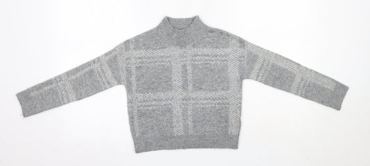 Primark Girls Grey High Neck  Acrylic Pullover Jumper Size 7-8 Years
