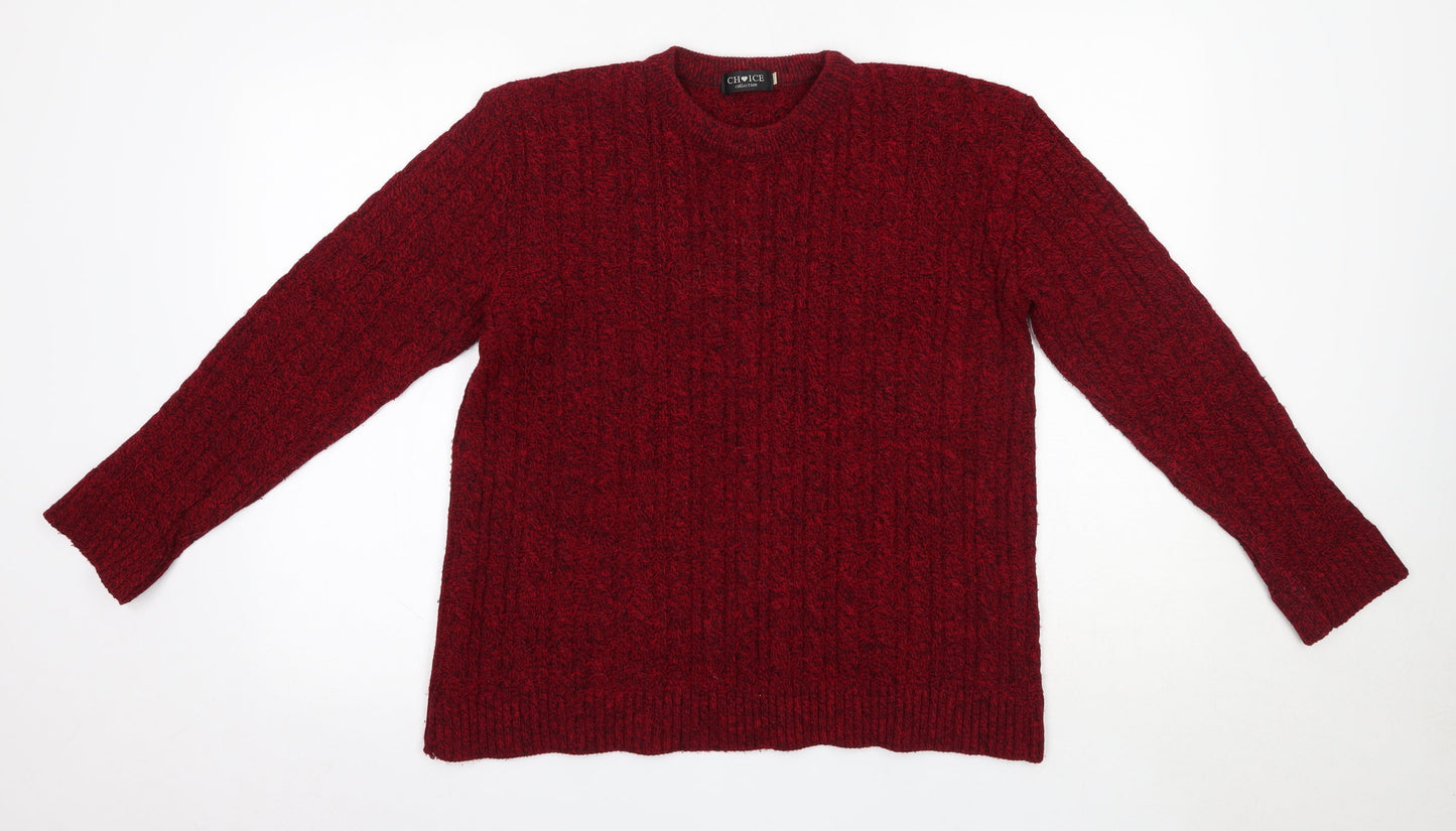 Choice Collection Womens Red Round Neck  Acrylic Pullover Jumper Size S
