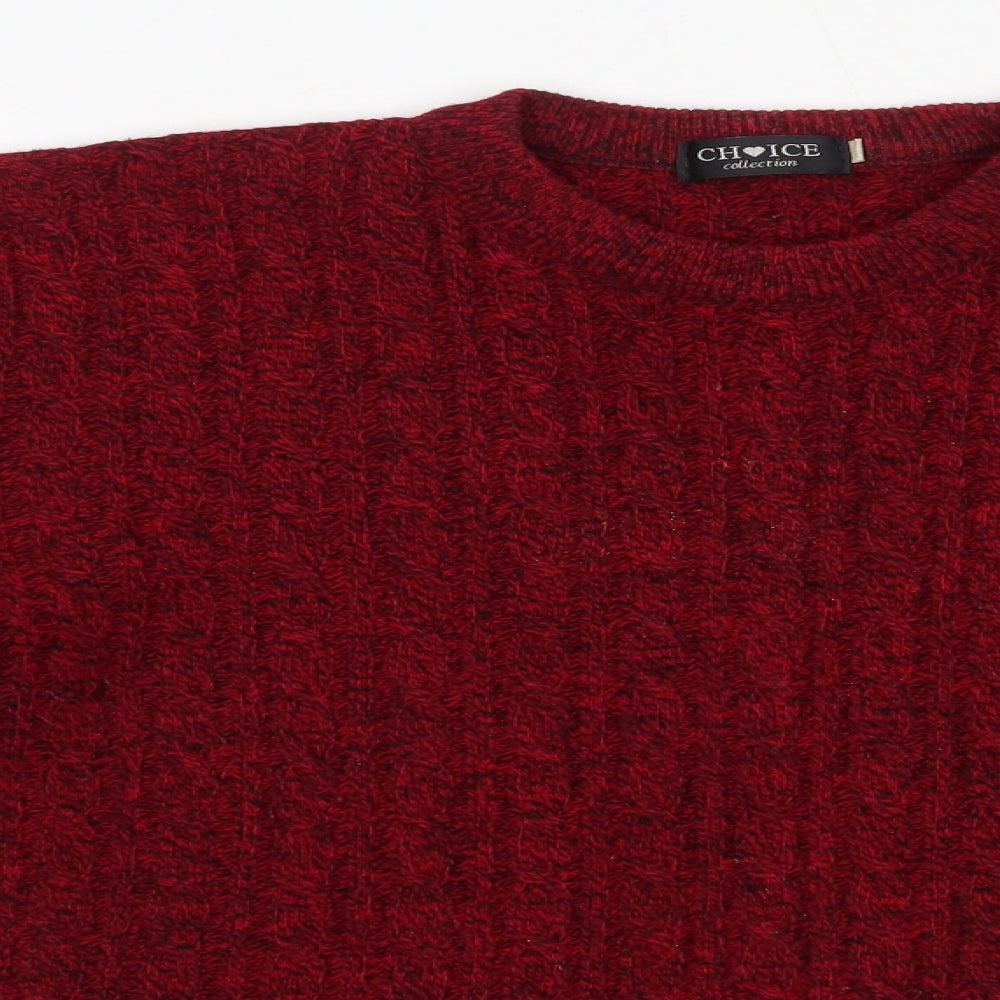 Choice Collection Womens Red Round Neck  Acrylic Pullover Jumper Size S