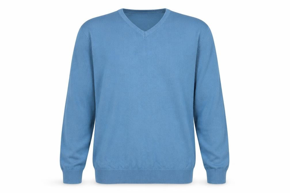 Capsule Mens Blue V-Neck Acrylic Pullover Jumper Size L