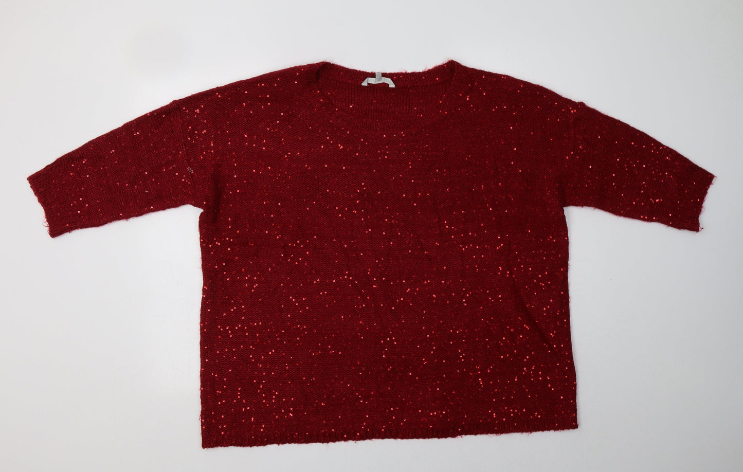 Pebble Bay Womens Red Crew Neck  Acrylic Pullover Jumper Size XL