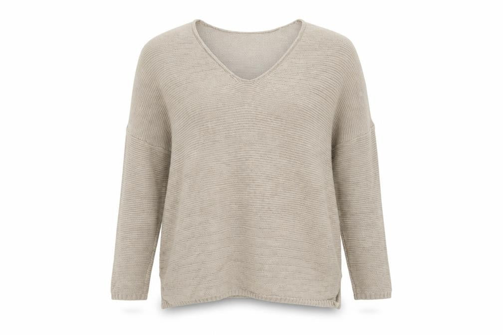 Pull & Womens Beige V-Neck  Viscose Pullover Jumper Size XS