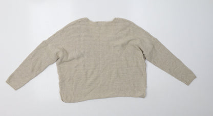 Pull&Bear Pull & Womens Beige V-Neck  Viscose Pullover Jumper Size XS