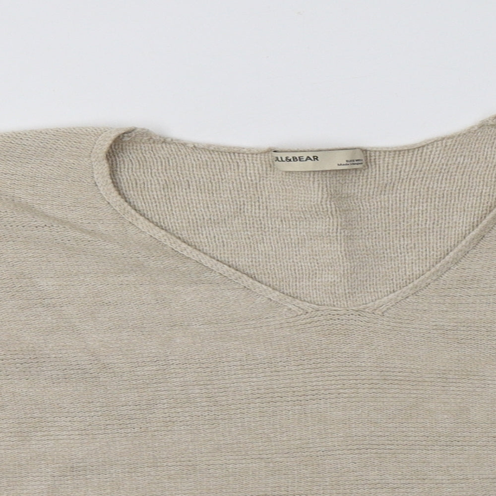 Pull & Womens Beige V-Neck  Viscose Pullover Jumper Size XS
