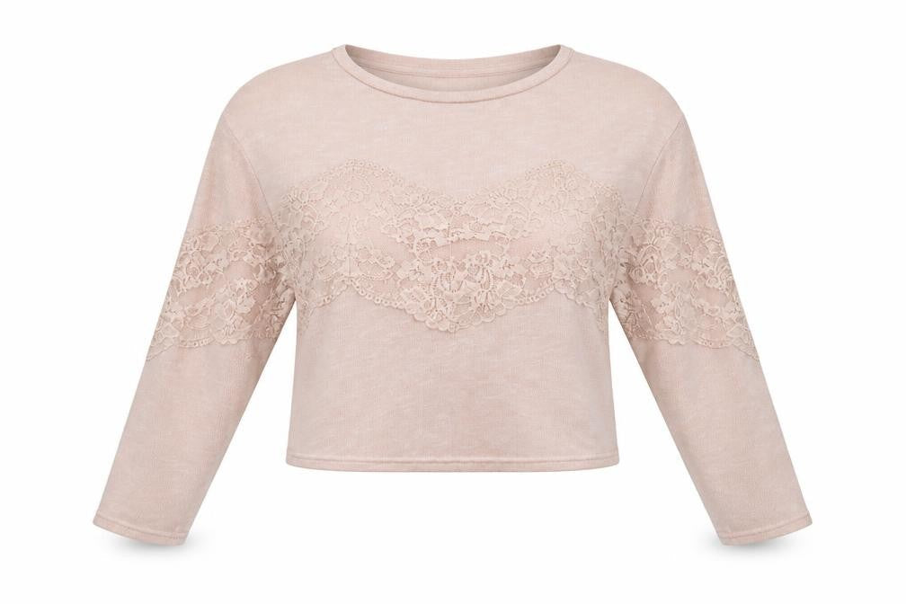 H&M Womens Pink Crew Neck  Polyester Henley Jumper Size XS   - Lace Detail