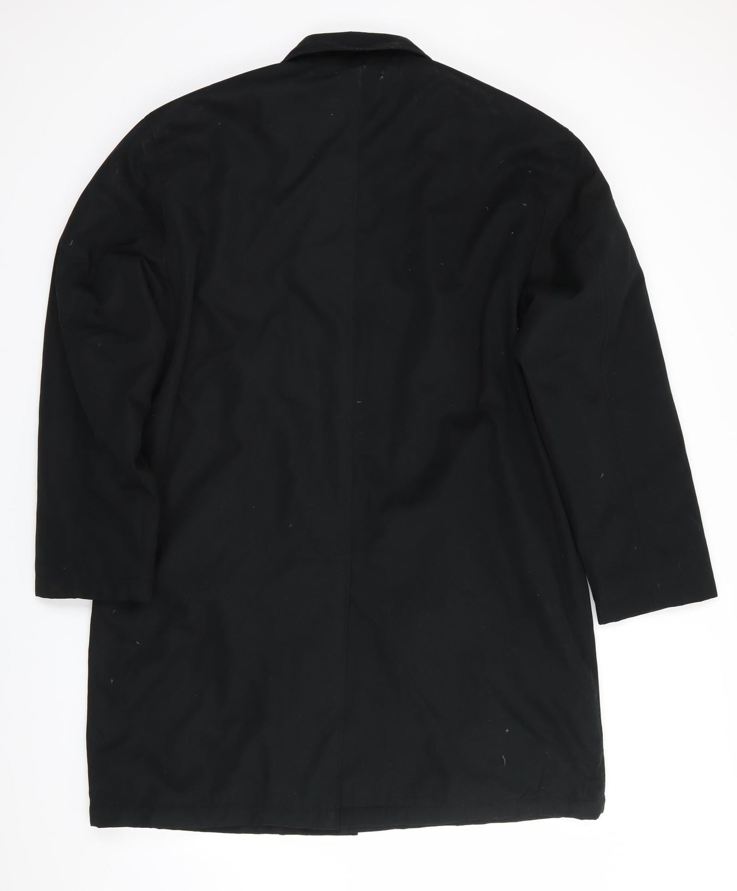 Reefer Mens Black   Overcoat Coat Size L  Button - Fleece Lined Concealed buttons