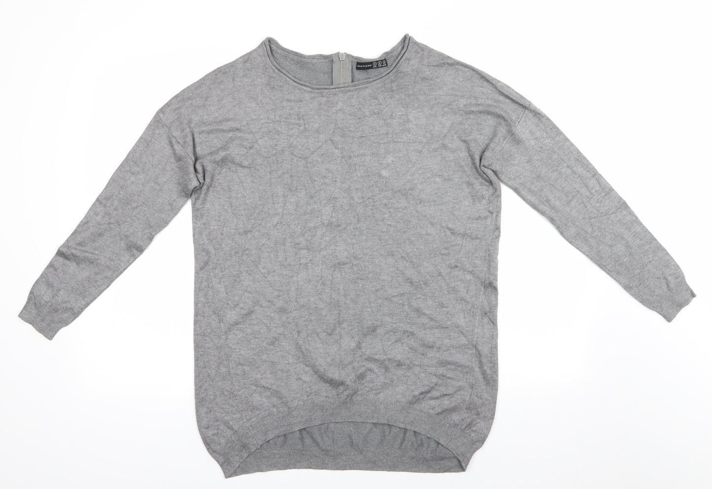 Atmosphere Womens Grey Round Neck  Viscose Pullover Jumper Size S   - Back Zip Mid Grey