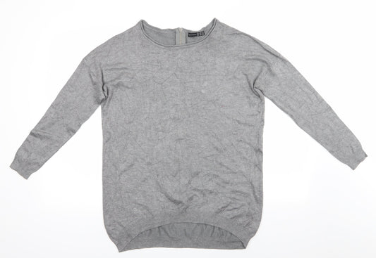 Atmosphere Womens Grey Round Neck  Viscose Pullover Jumper Size S   - Back Zip Mid Grey