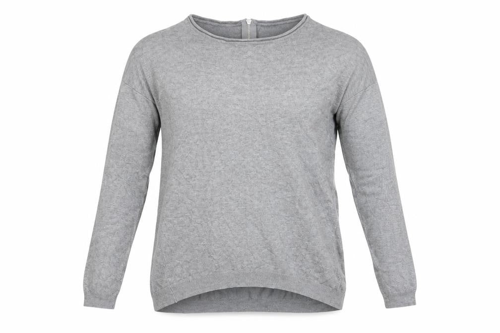 Atmosphere Womens Grey Round Neck  Viscose Pullover Jumper Size S   - Back Zip Mid Grey