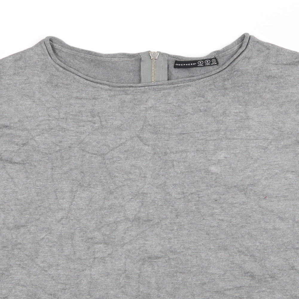 Atmosphere Womens Grey Round Neck  Viscose Pullover Jumper Size S   - Back Zip Mid Grey