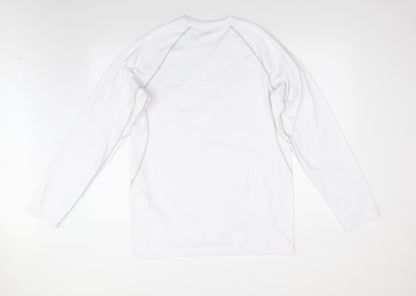 Preworn Mens White  Polyester Pullover Sweatshirt Size 2XL   - Grey top stitching M Motiff