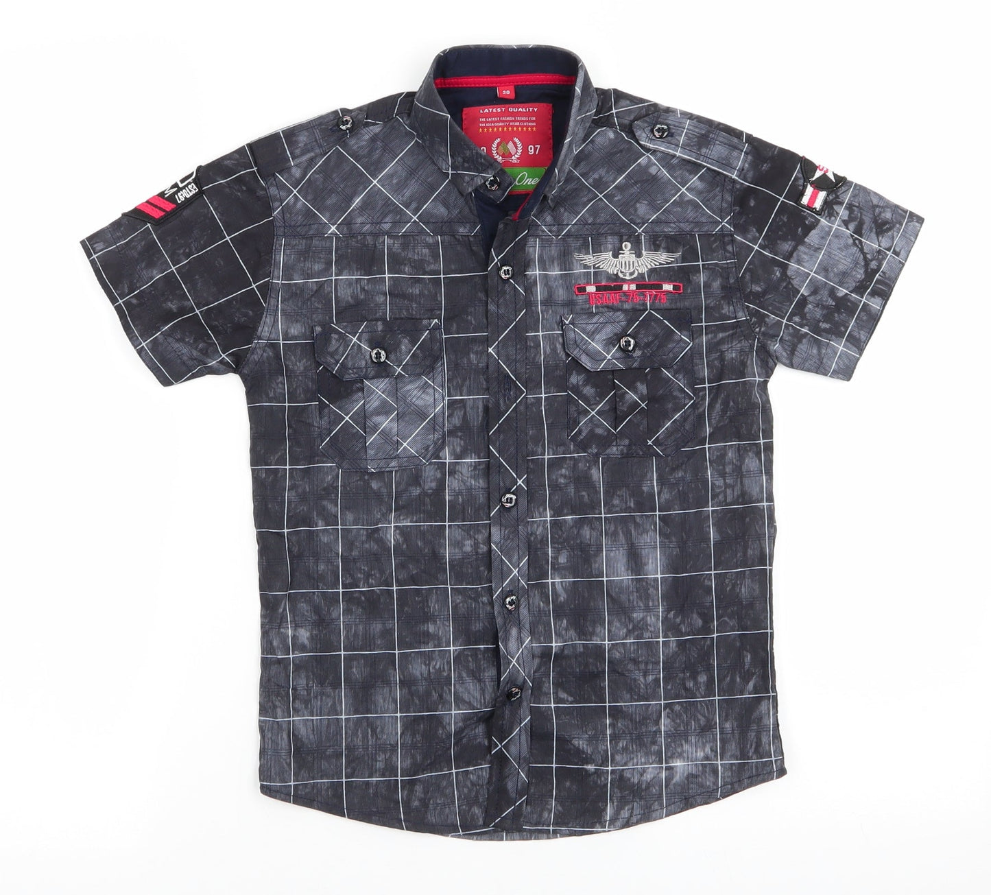 Latest Quality Boys Grey Check  Basic Button-Up  Collared Button - USAAF-75-1775