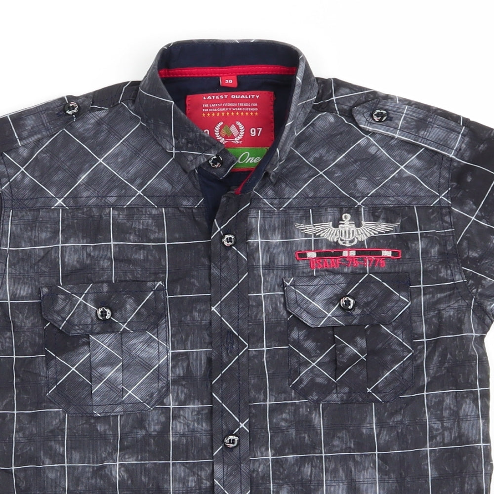 Latest Quality Boys Grey Check  Basic Button-Up  Collared Button - USAAF-75-1775
