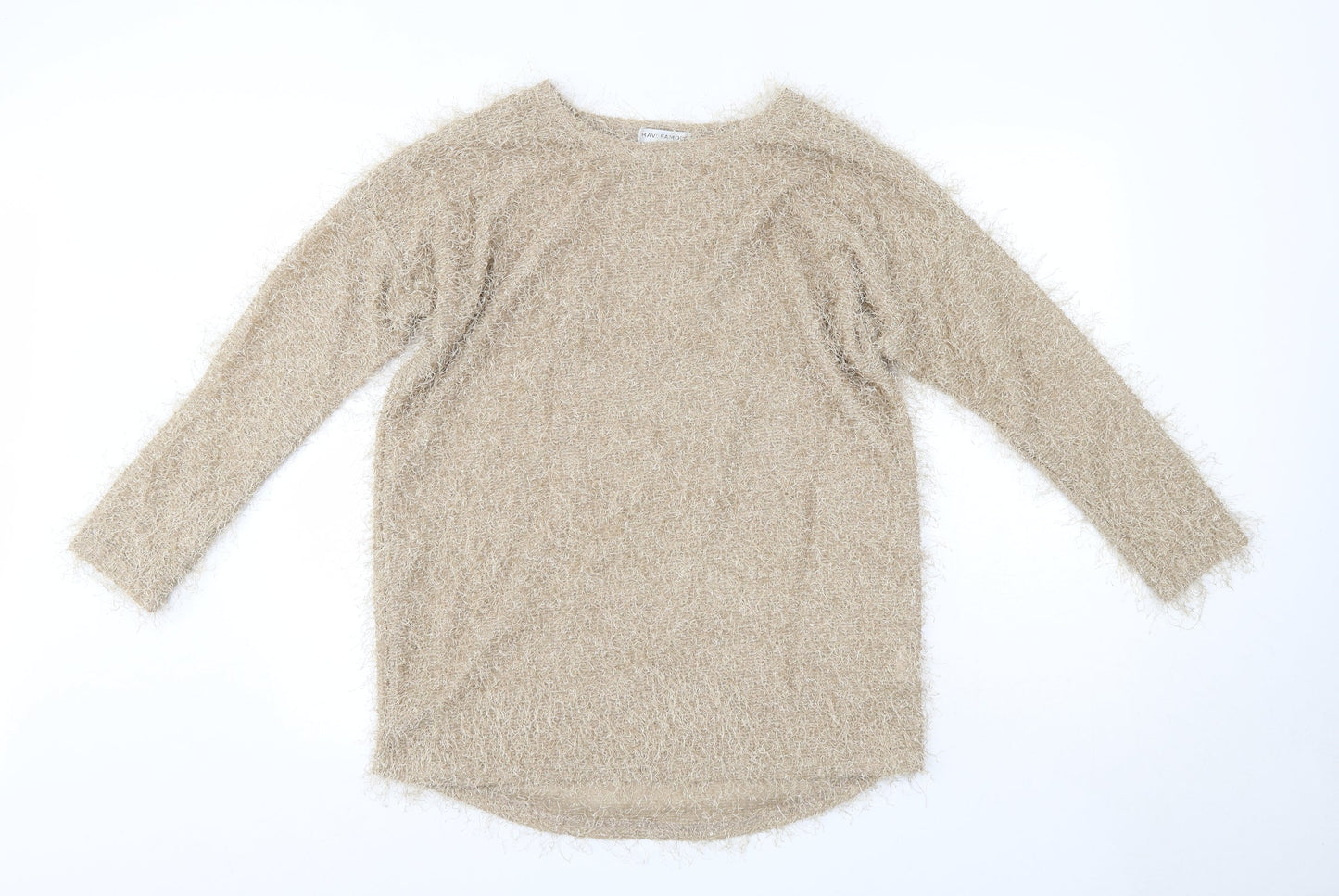 Ravi Famous Womens Brown Round Neck  Modacrylic Pullover Jumper Size L