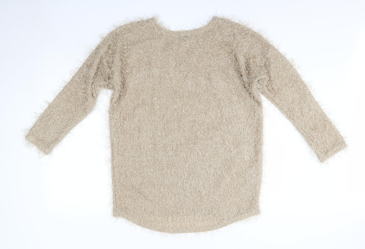 Ravi Famous Womens Brown Round Neck  Modacrylic Pullover Jumper Size L