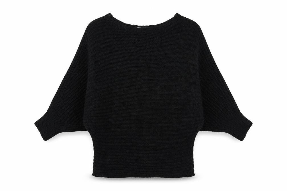 Topshop Womens Black Round Neck  Acrylic Pullover Jumper Size XS