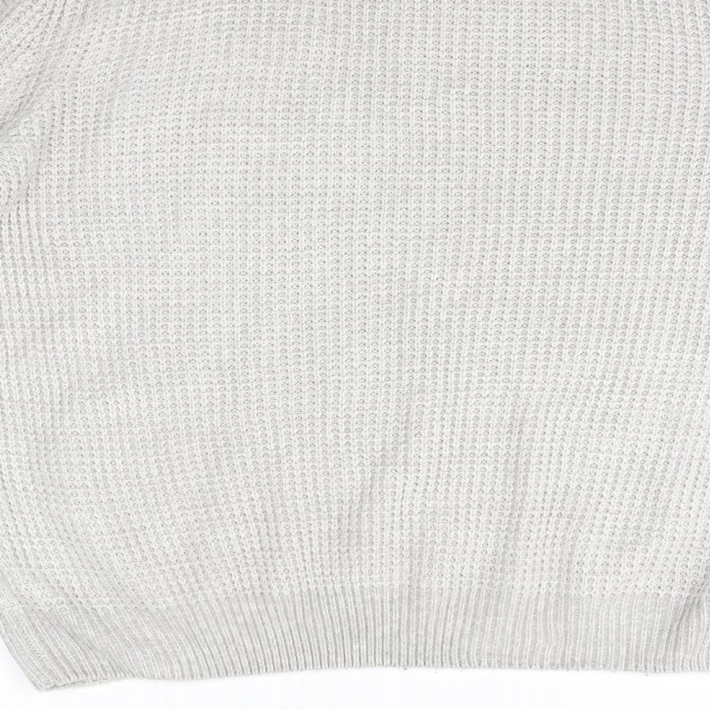 New Look Mens Grey Round Neck  Acrylic Pullover Jumper Size S