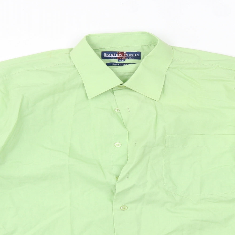 Boston Public Mens Green  Cotton  Button-Up Size 41 Collared