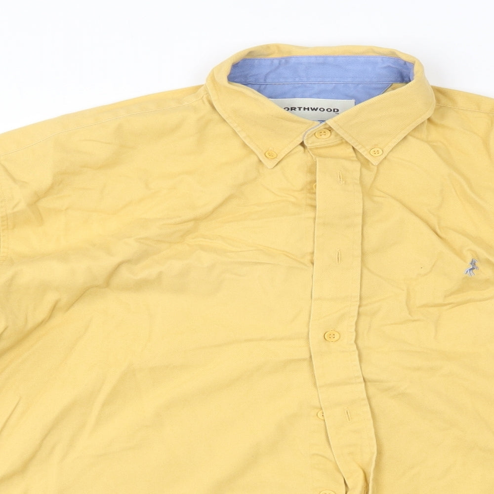 Northwood Mens Yellow  Polyester  Button-Up Size M Collared