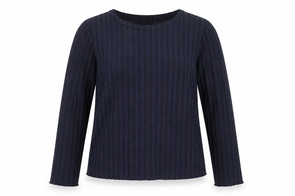 George Womens Blue Striped Polyester Basic Blouse Size 14 Round Neck