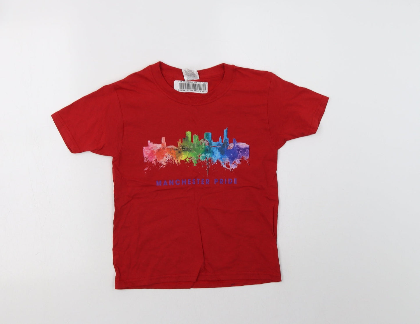 Fruit of the Loom Womens Red  Cotton Basic T-Shirt Size XS Crew Neck - manchester Pride