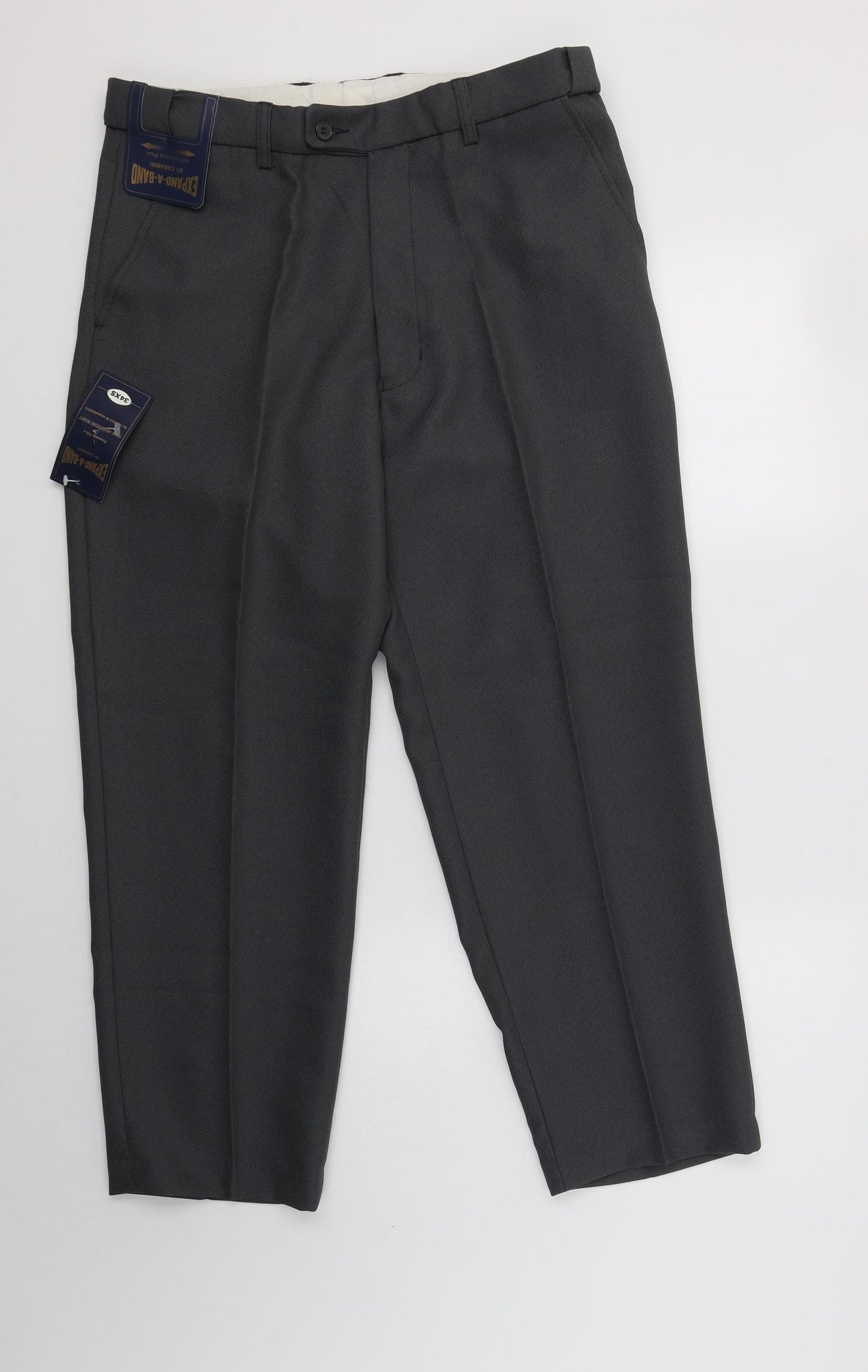Carabou Mens Grey  Polyester Dress Pants Trousers Size 36 L27 in Regular Button