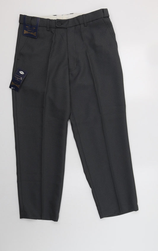 Carabou Mens Grey  Polyester Dress Pants Trousers Size 36 L27 in Regular Button
