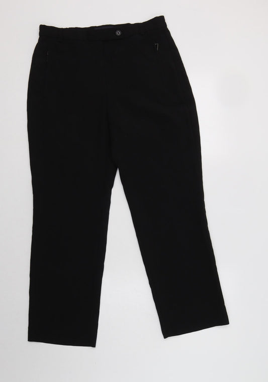 M&S Womens Black  Polyester Dress Pants Trousers Size 10 L27 in Regular Button