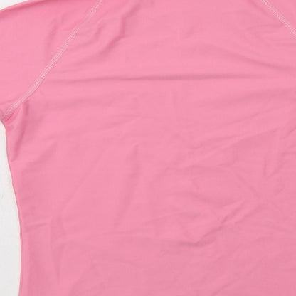 Marks & Spencer Girls Pink  Polyamide Basic T-Shirt Size 11-12 Years Mock Neck
