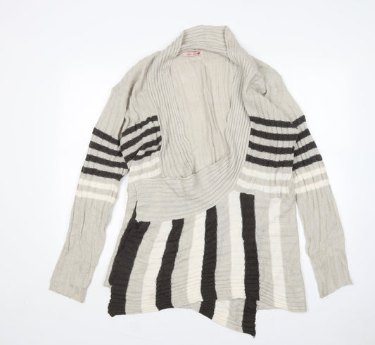 Tamnoon Womens Multicoloured V-Neck Striped Acrylic Cardigan Jumper Size L