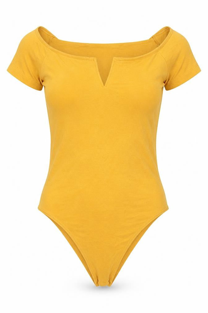 Primark Womens Yellow  Cotton Bodysuit One-Piece Size S