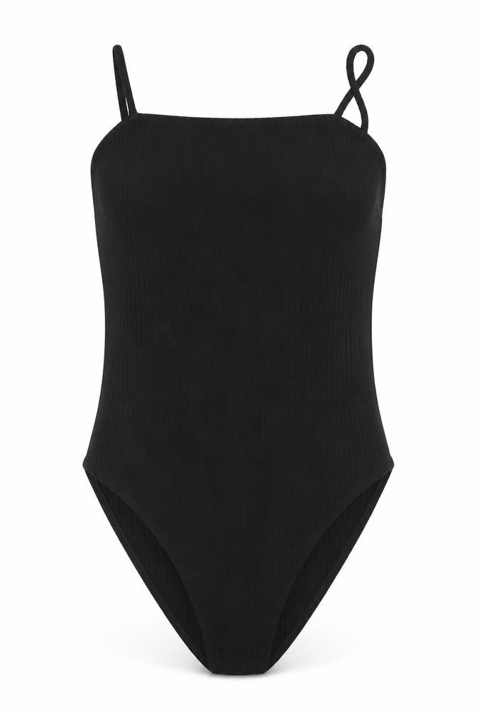 Topshop Womens Black  Viscose Bodysuit One-Piece Size 8  Snap - Subtle rib effect