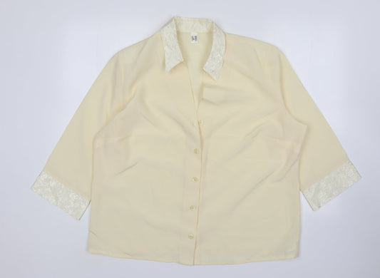 Preworn Womens Ivory  Polyester Basic Button-Up Size 20 Collared